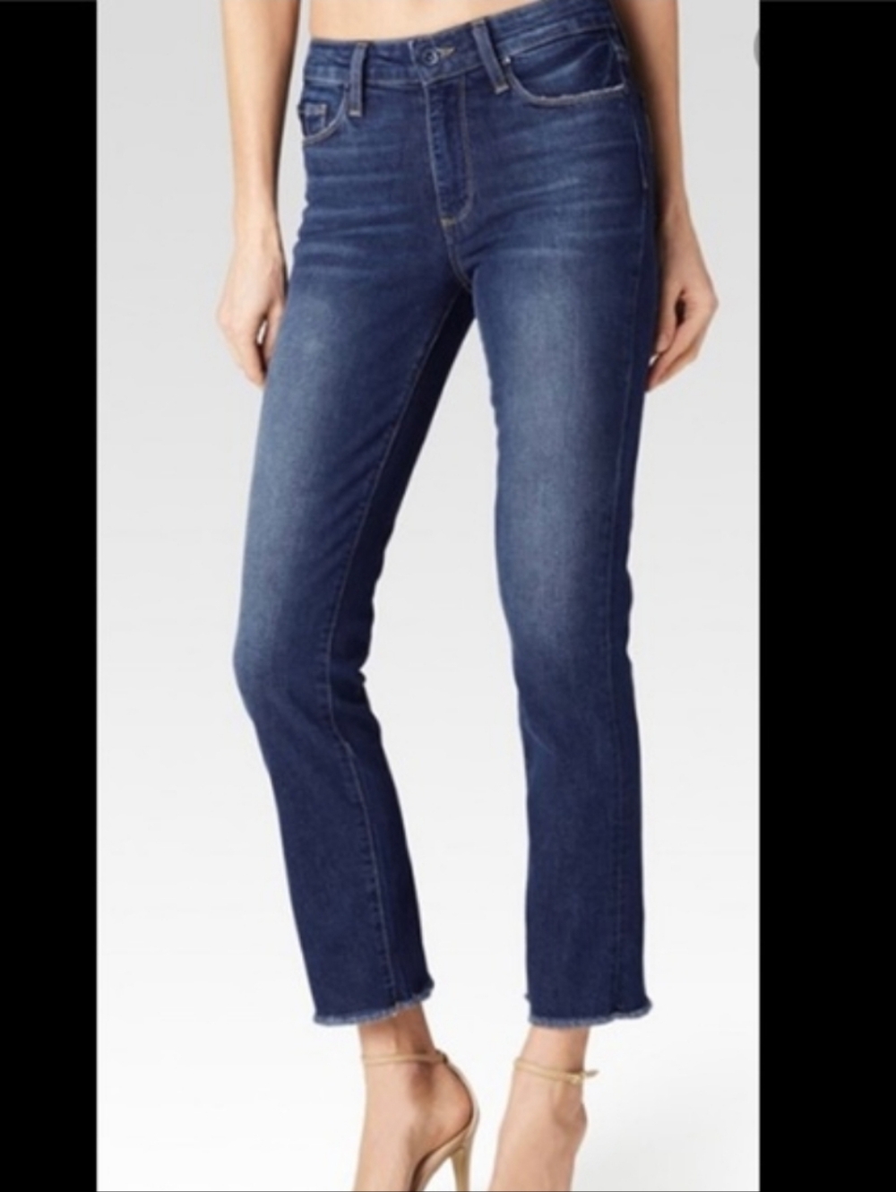 Paige Jacqueline Straight Slightly Distressed Crop Jean With Raw Edge Hem